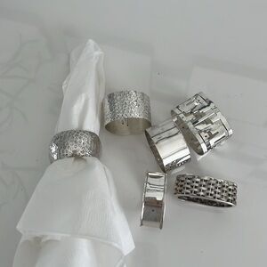 Set of 6 napkin rings in pure 925 sterling silver